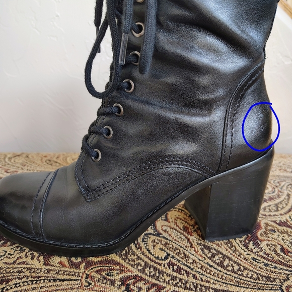 Women's Steven by Steve Madden Black Leather Mid-Calf Combat Boots Size 7M - Picture 8 of 12